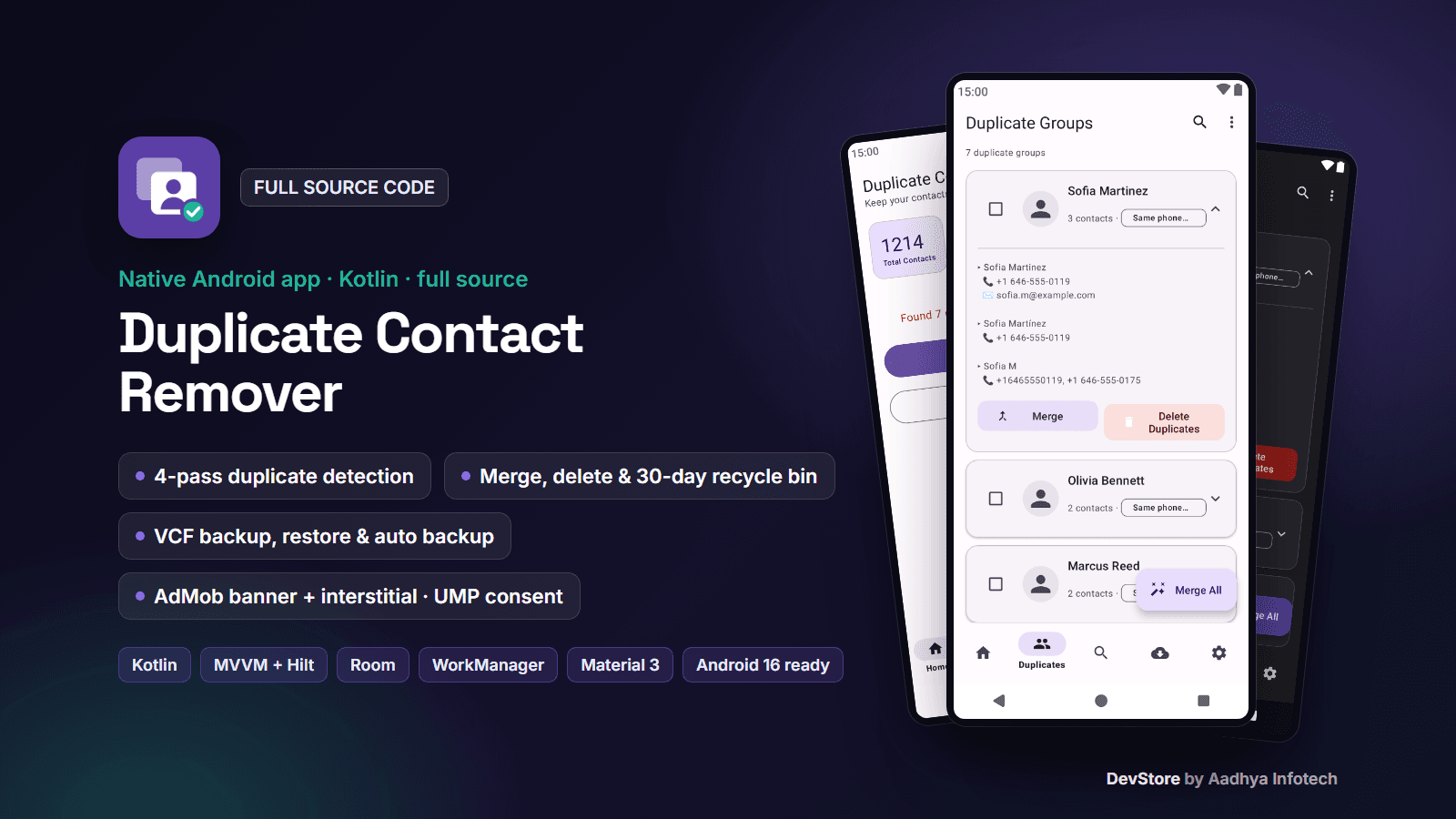 Duplicate Contact Remover & Merger — Android Kotlin Source Code — image 1