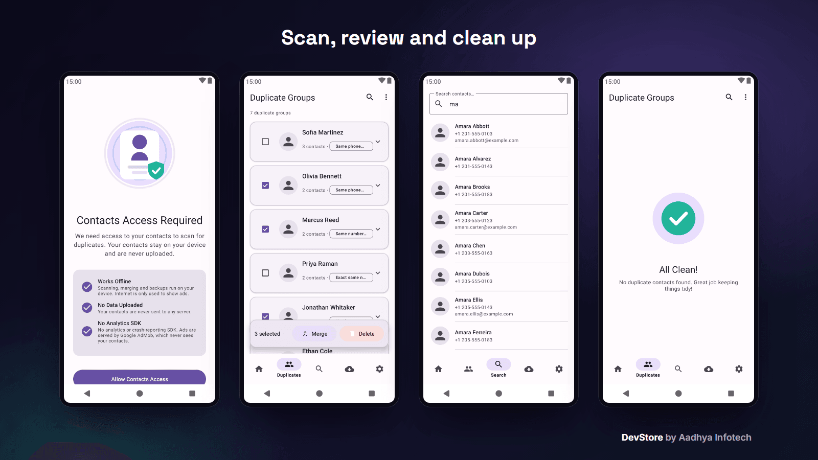 Duplicate Contact Remover & Merger — Android Kotlin Source Code — image 2