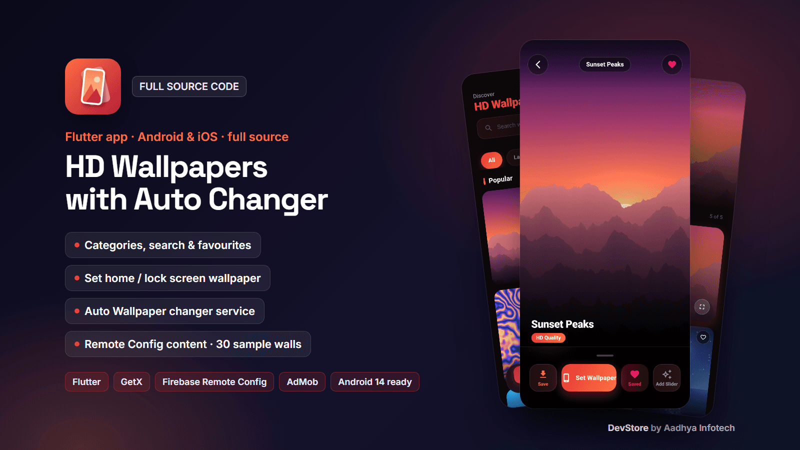 HD Wallpapers App with Auto Wallpaper Changer — Flutter Source Code (Firebase Remote Config, AdMob) — image 1